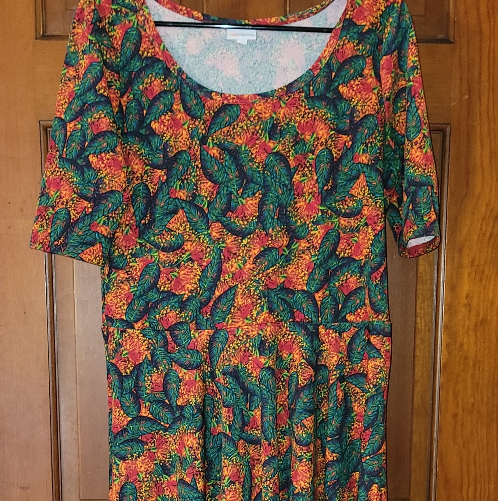 LuLaRoe Orange Maxi Dress Fit and Flare Resort Wear